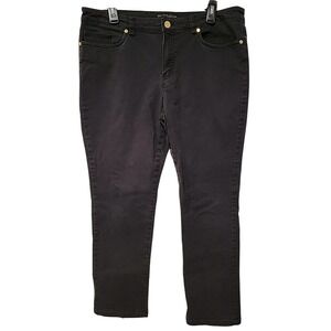 346 Brooks Brothers Womens Natalie Mid-Rise Straight Stretch Jeans Black Size 14